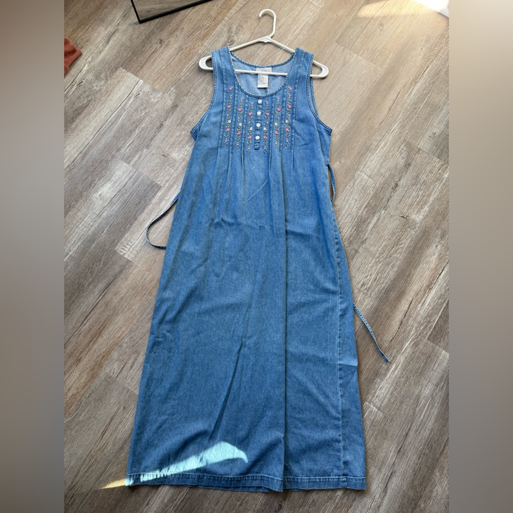 Vtg Basic Editions Embroidered Denim Sleeveless D… - image 8